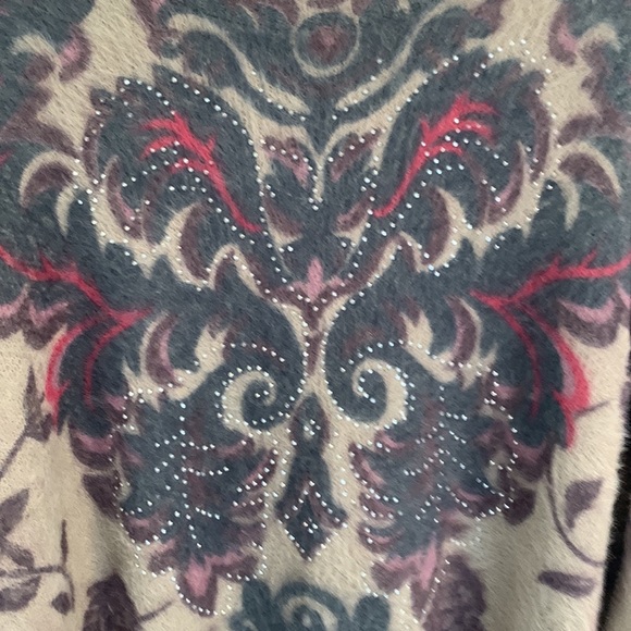 Simply Couture Long Sleeve Multi Color Print Sparkle Sweater Size L NWT - Picture 2 of 8